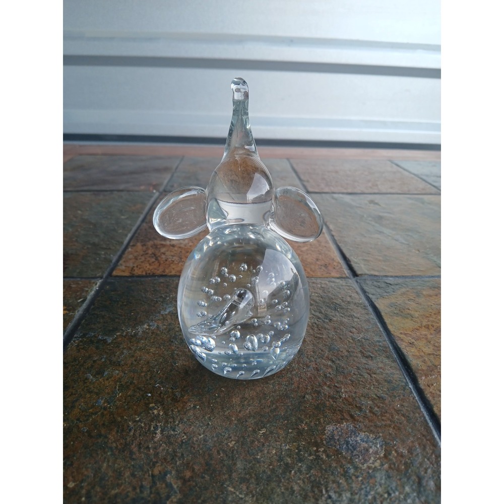 Vintage Glass Elephant Trunk Up Figurine Controlled‎ Bubbles MCM Art Glass 5.5" - Picture 2 of 7